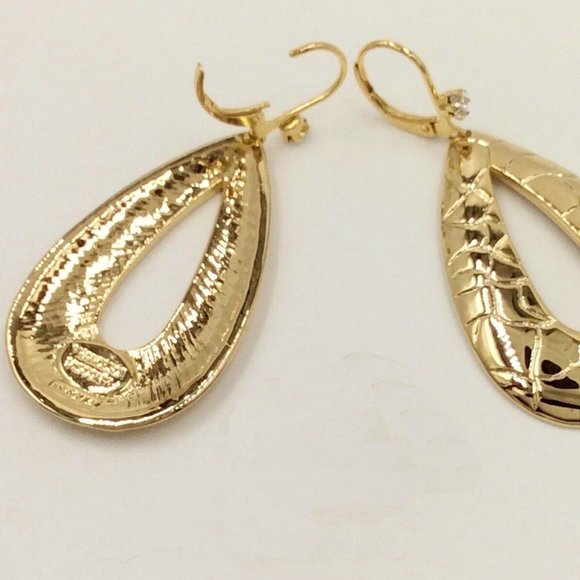 Francesca Visconti Animal Print Teardrop Earrings 2" or 2.75" Gold Tone NWOT - Picture 3 of 4